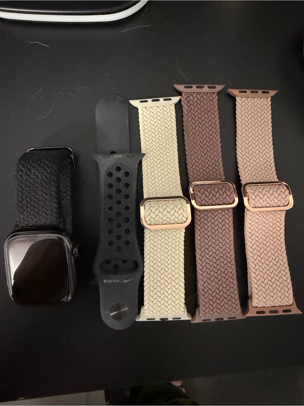 Apple Watch S& Accessory Bundle - Black, Cream, Brown, Pink Braided & Sport Band